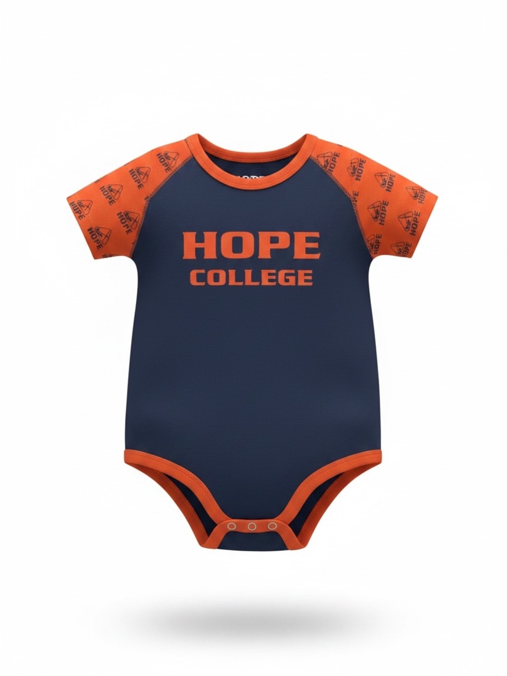 Hope College Navy and Orange Infant Raglan One-Piece Bodysuit